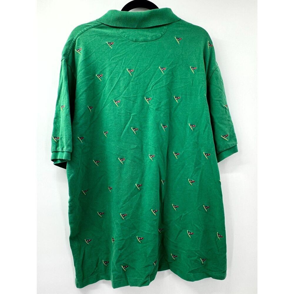 Vintage Polo Ralph Lauren Polo Shirt Men's XL Tall Green Cotton Embroidered Flag - Picture 2 of 4